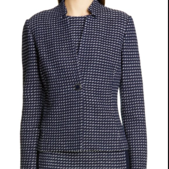 St. John Dotted-Inlay Tweed Knit Jacket - Picture 2 of 12